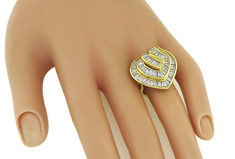Estate 3.72ct Diamond Yellow Gold Ring