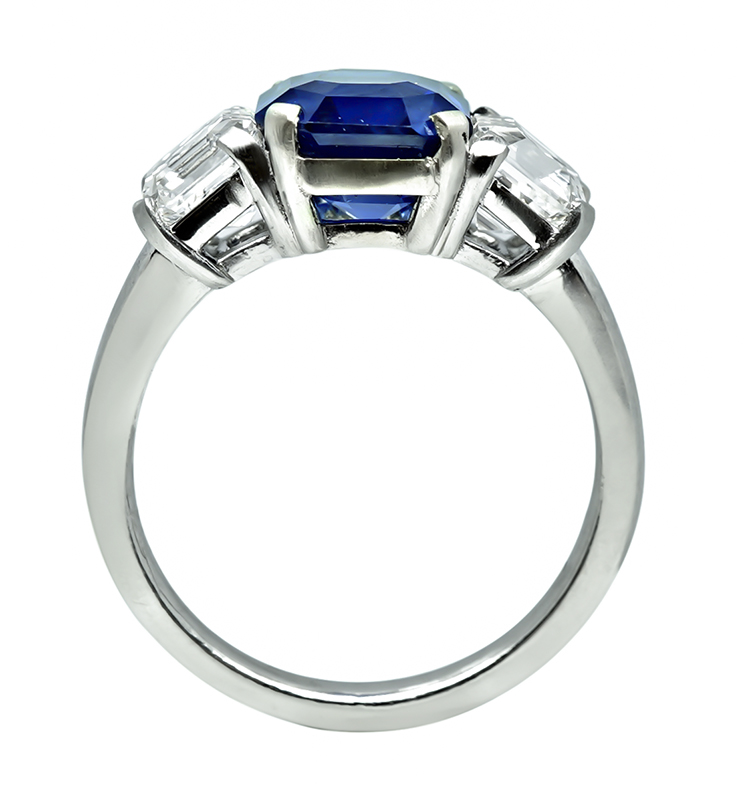 Estate 3.75ct Sapphire GIA Certified 2.04ct Diamond Engagement Ring