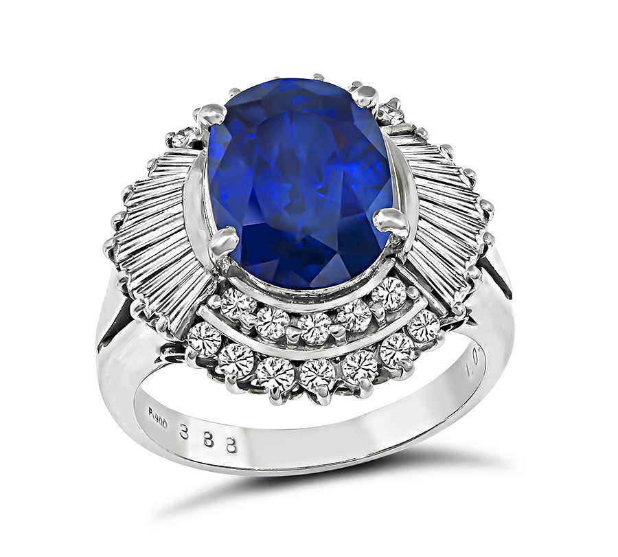 Estate 3.88ct Sapphire 1.09ct Diamond Ring
