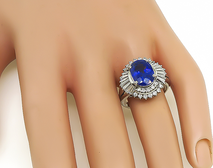Estate 3.88ct Sapphire 1.09ct Diamond Ring