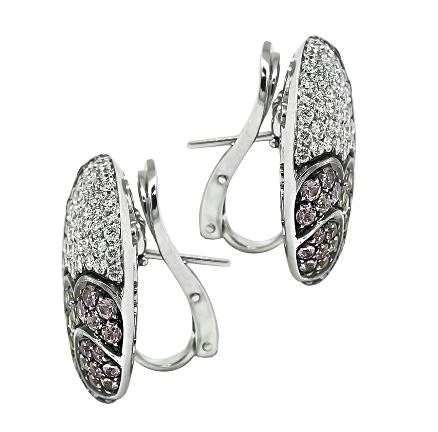 Estate 4.00ct Diamond 4.00ct Pink Sapphire Earrings