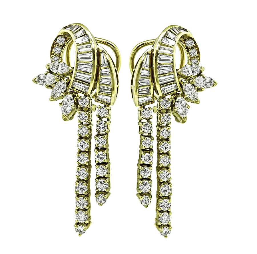 Estate 4.00ct Diamond Gold Earrings