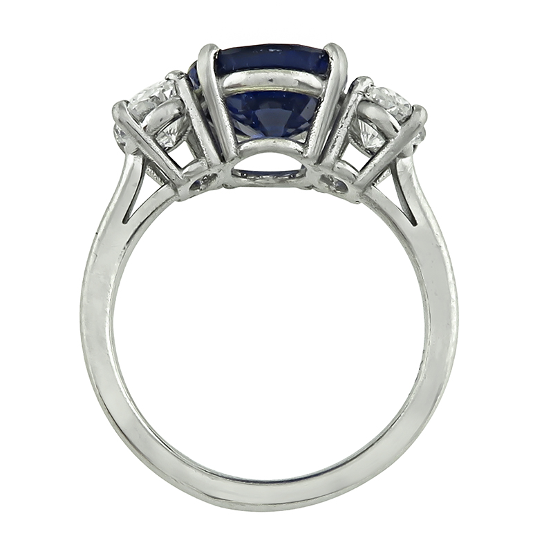 Estate 4.25ct Ceylon Sapphire 1.05ct Diamond Engagement Ring