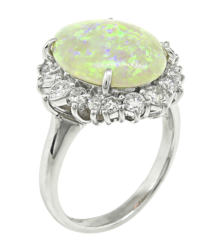 Estate 4.41ct Opal 1.07ct Diamond Ring