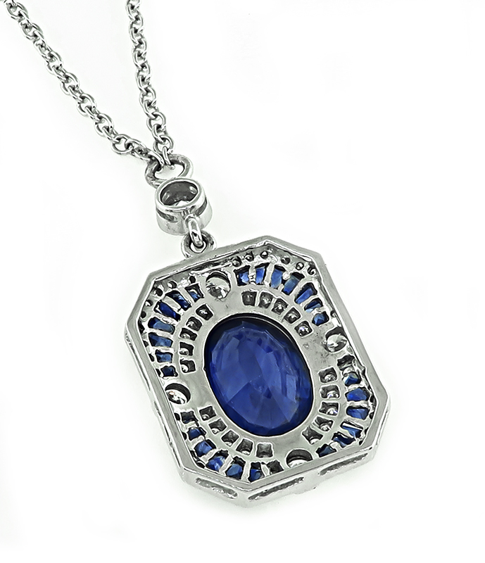 Estate 4.53ct Sapphire 1.20ct Diamond Pendant Necklace