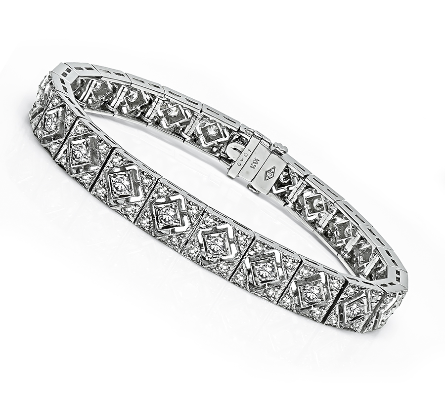 Art Deco Style 4.60ct Diamond Gold Bracelet