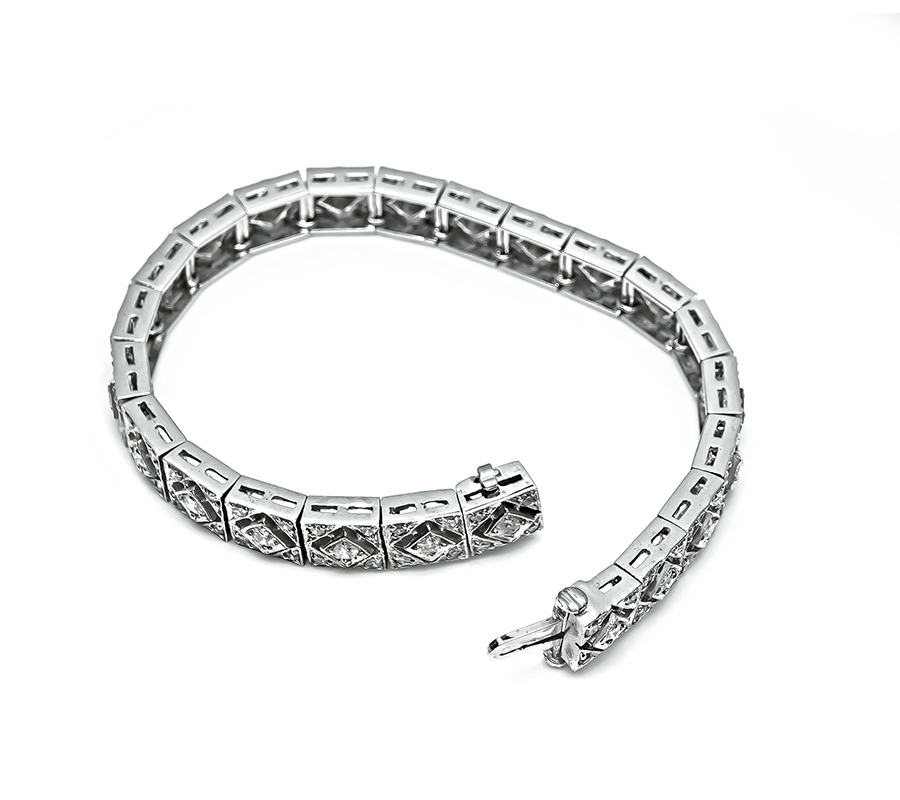 Art Deco Style 4.60ct Diamond Gold Bracelet