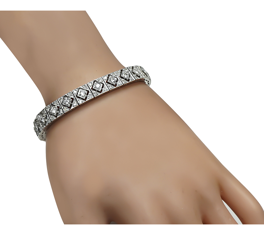 Art Deco Style 4.60ct Diamond Gold Bracelet