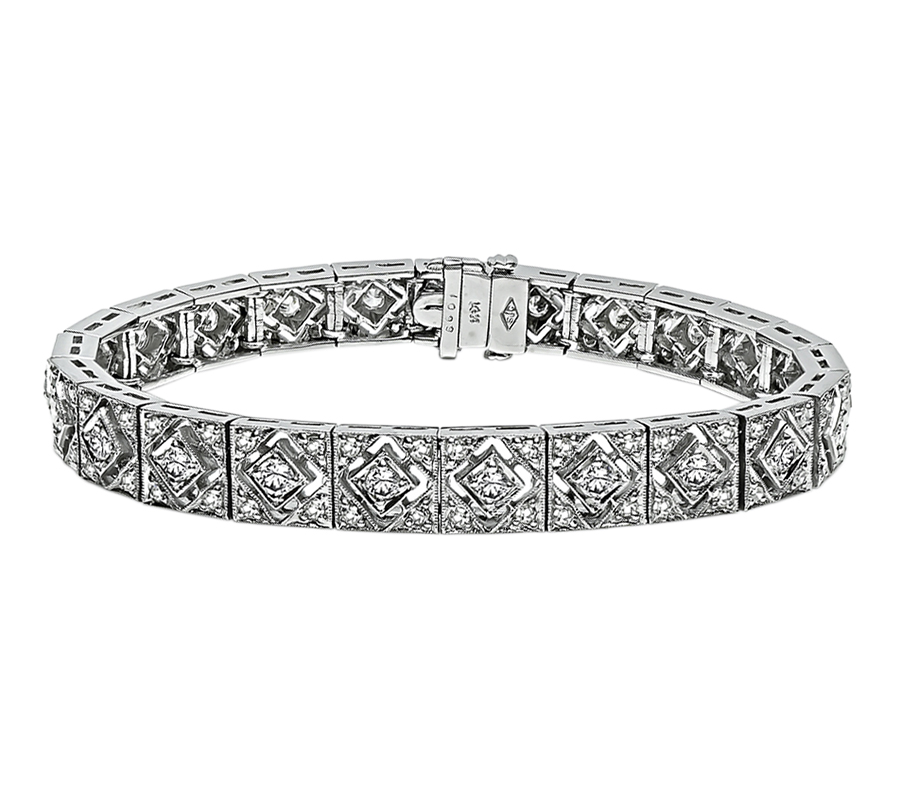 Art Deco Style 4.60ct Diamond Gold Bracelet