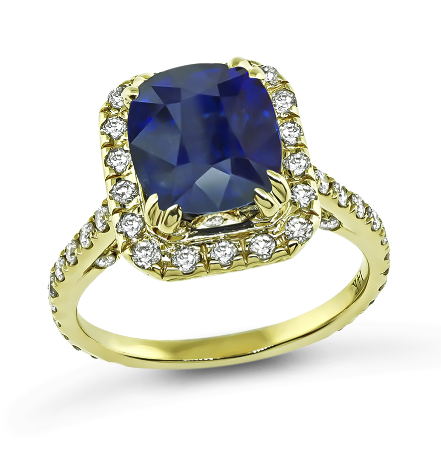 Estate 4.79ct Ceylon Sapphire 2.00ct Diamond Engagement Ring