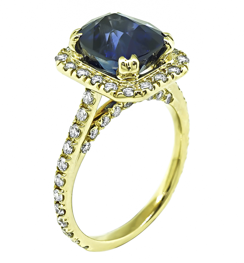 Estate 4.79ct Ceylon Sapphire 2.00ct Diamond Engagement Ring