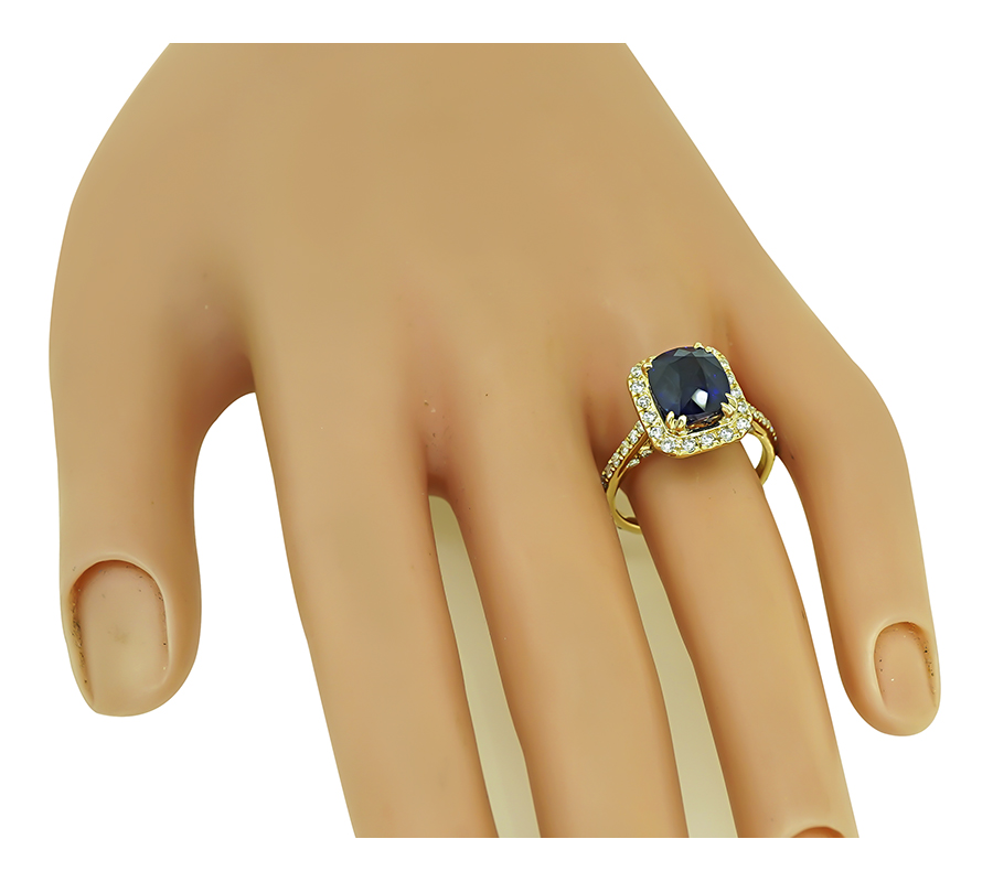 Estate 4.79ct Ceylon Sapphire 2.00ct Diamond Engagement Ring