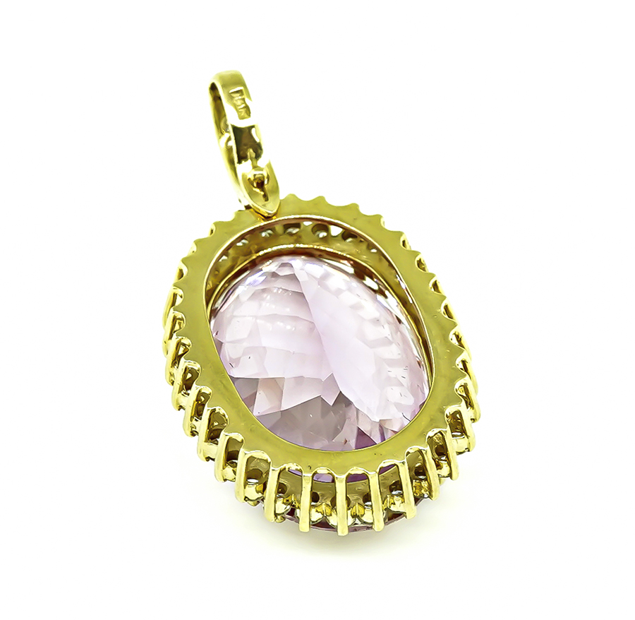 Estate 45.00ct Kunzite 2.00ct Diamond Pendant