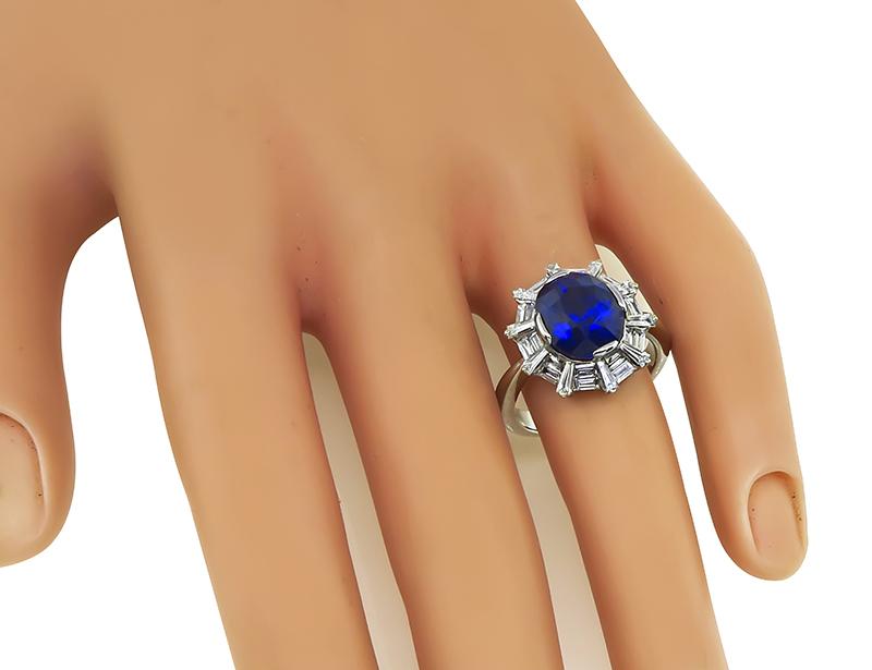 Estate 5.13ct Sapphire 1.50ct Diamond Engagement Ring
