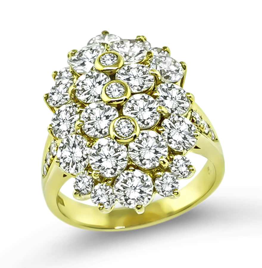 Estate 5.18ct Diamond Gold Cocktail Ring