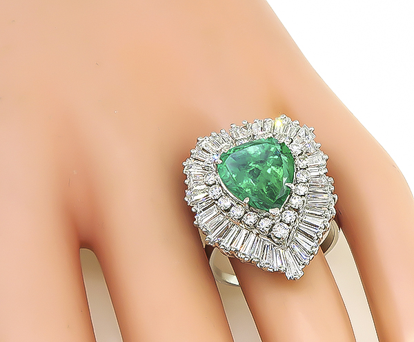 Estate 5.26ct Emerald 2.00ct Diamond Ring /Pendant