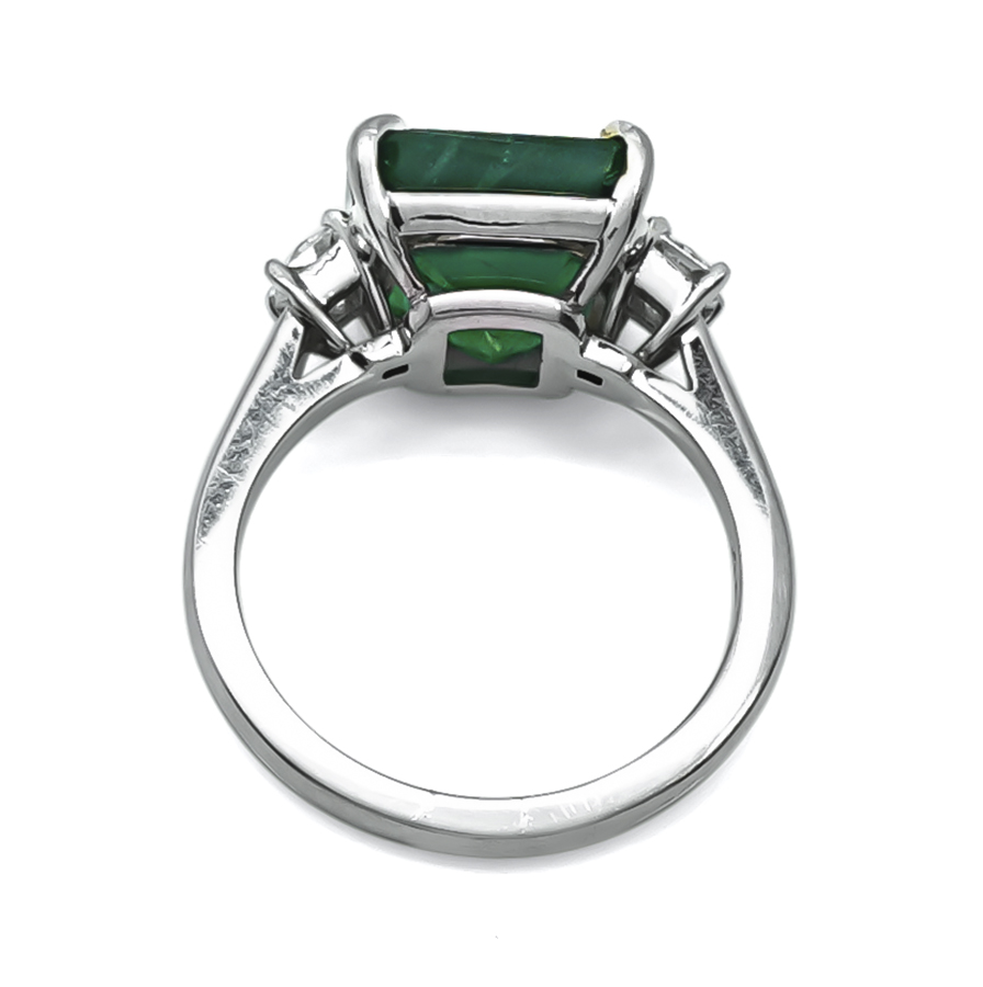 Estate AGL Certified 5.33ct Emerald Diamond Engagement Ring