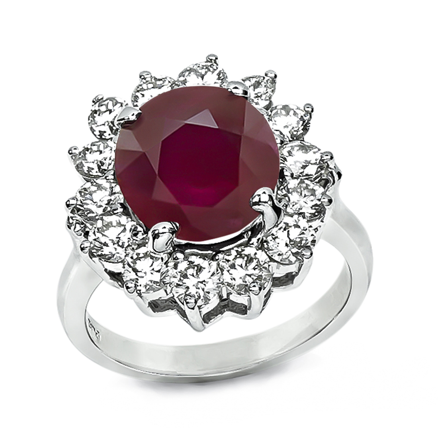 Estate 5.41ct Ruby 1.80ct Diamond Engagement Ring