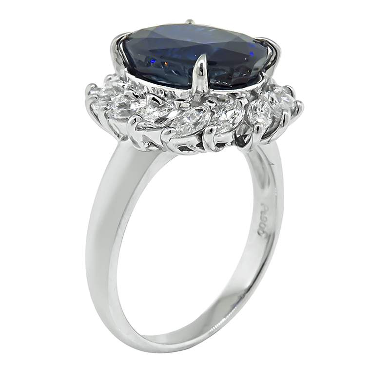 Estate 5.66ct Sapphire 0.89ct Diamond Engagement Ring