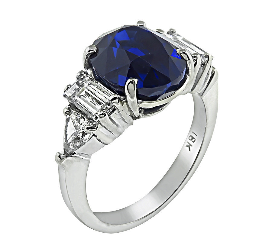 Estate 5.75ct Sapphire 1.75ct Diamond Engagement Ring