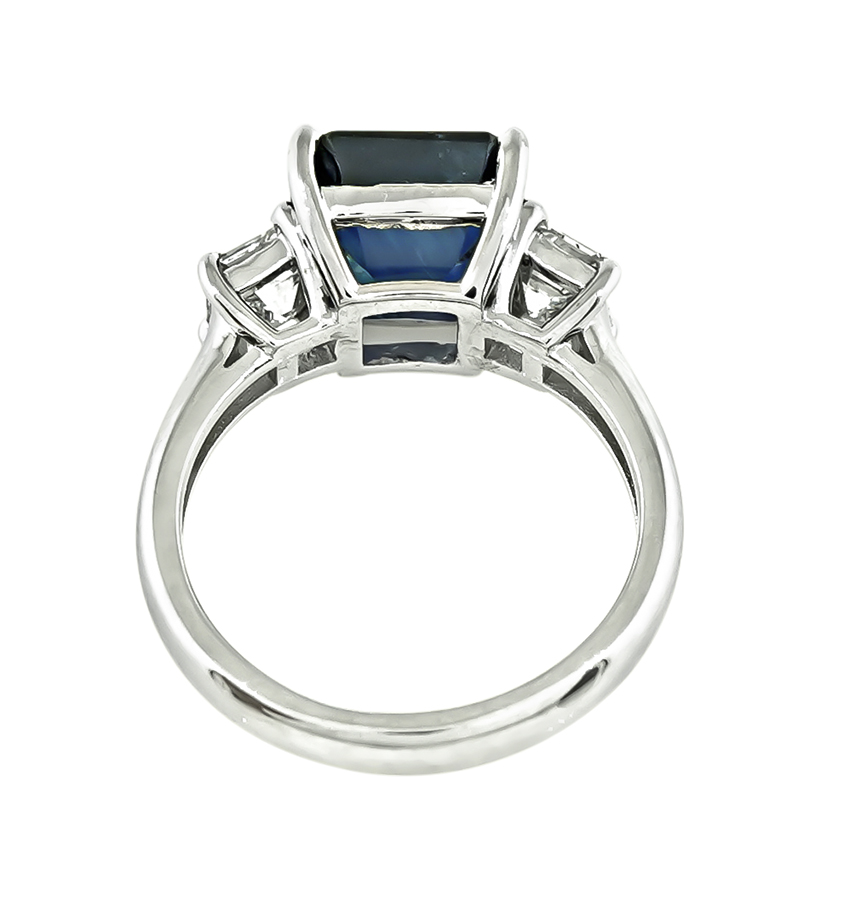 Estate 5.95ct Ceylon Sapphire GIA 0.93cttw Diamond Engagement Ring