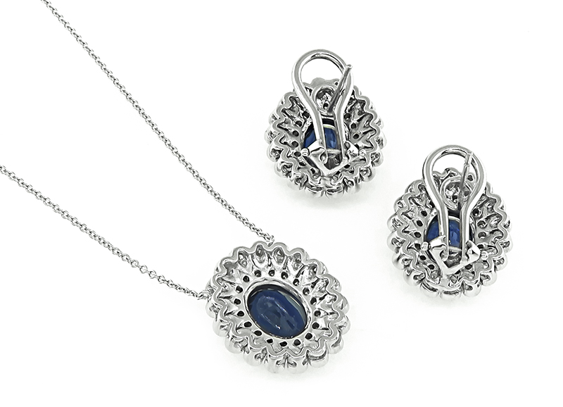 18k Gold Sapphire Diamond Jewelry Set