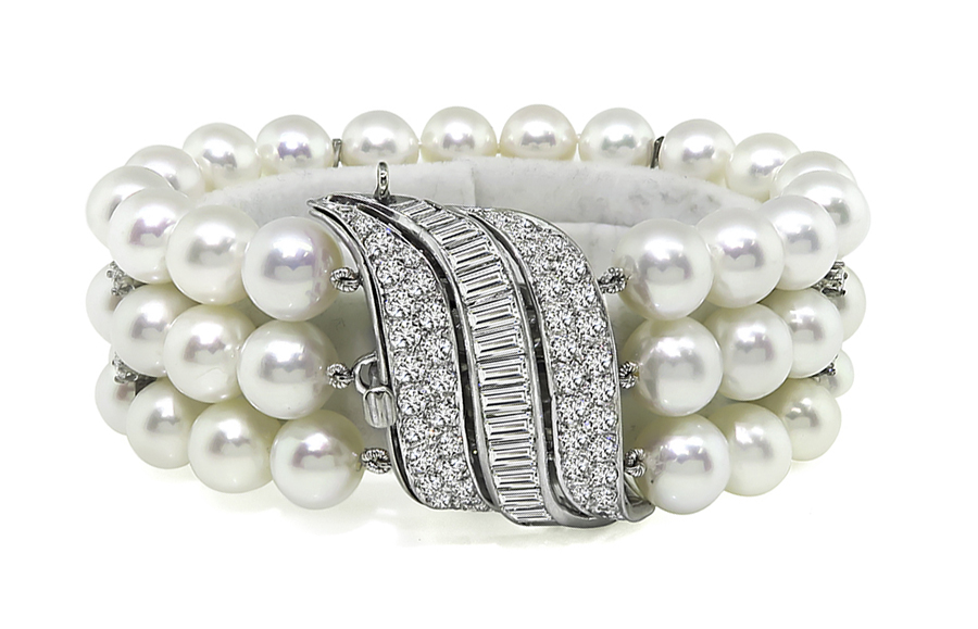 Estate 6.00ct Diamond Pearl Bracelet