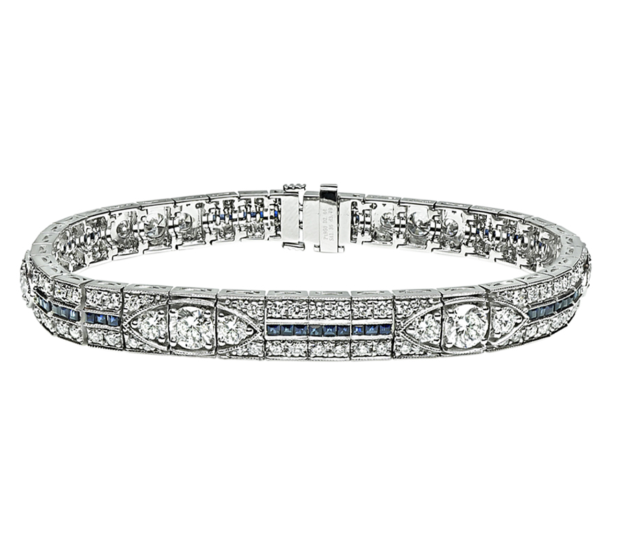 Estate 6.23ct Diamond 1.36ct Sapphire Bracelet