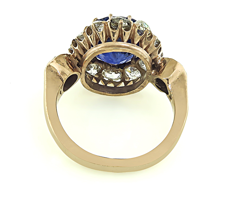 Victorian 6.45ct Sapphire 1.80ct Diamond Engagement Ring