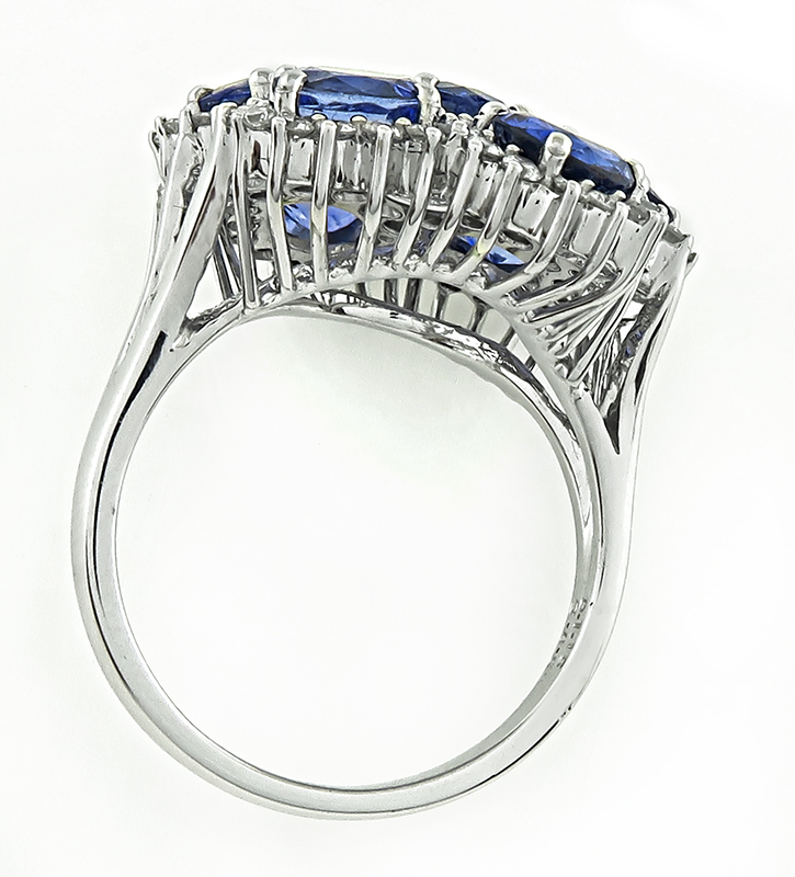 Estate 6.50ct Sapphire 1.15ct Diamond Cocktail Ring