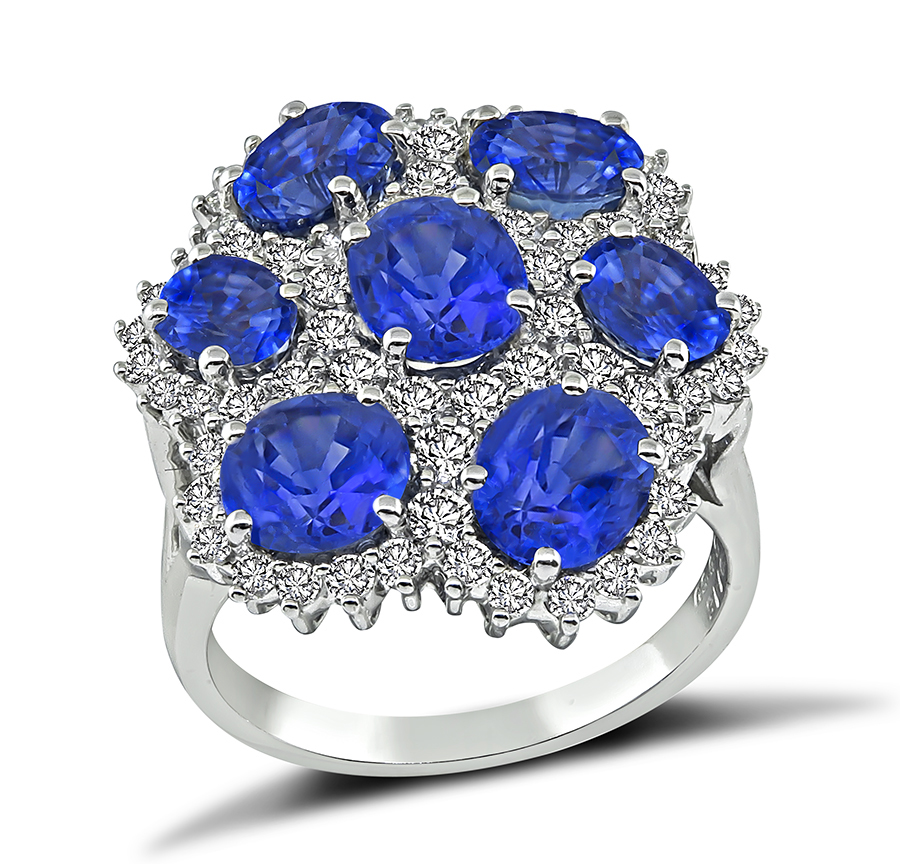 Estate 6.50ct Sapphire 1.15ct Diamond Cocktail Ring