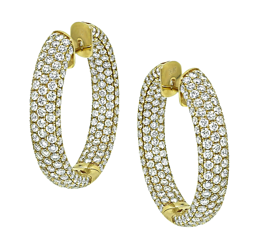 Estate 6.87ct Diamond Hoops Earrings