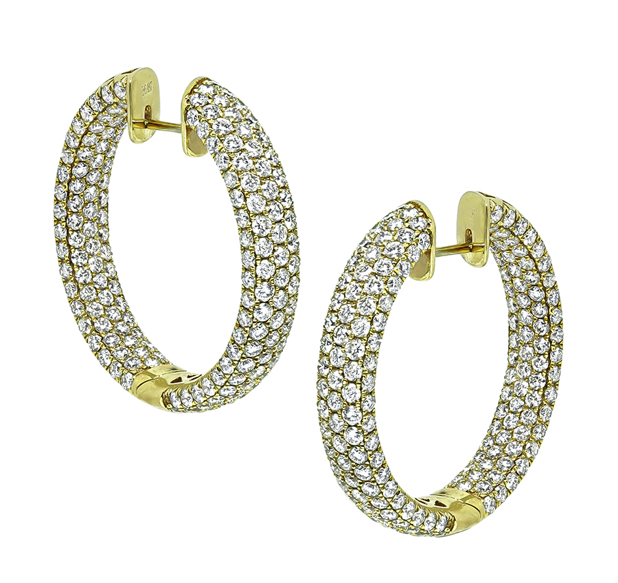 Estate 6.87ct Diamond Hoops Earrings