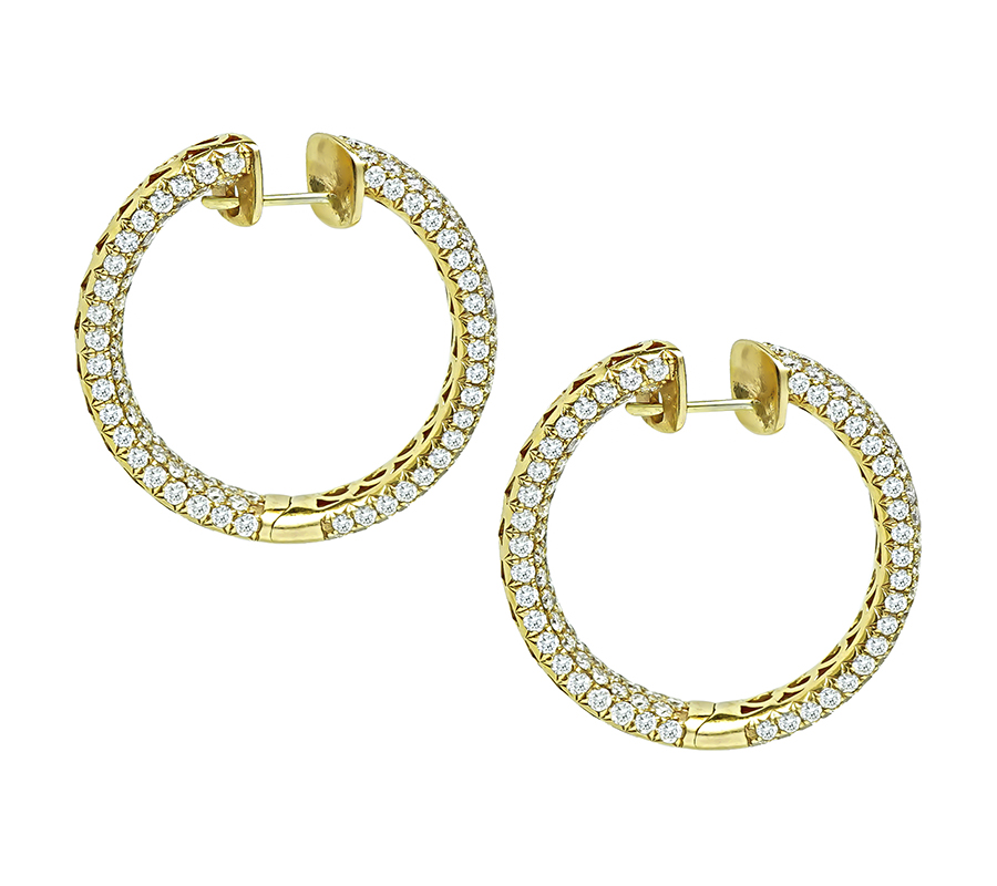 Estate 6.87ct Diamond Hoops Earrings