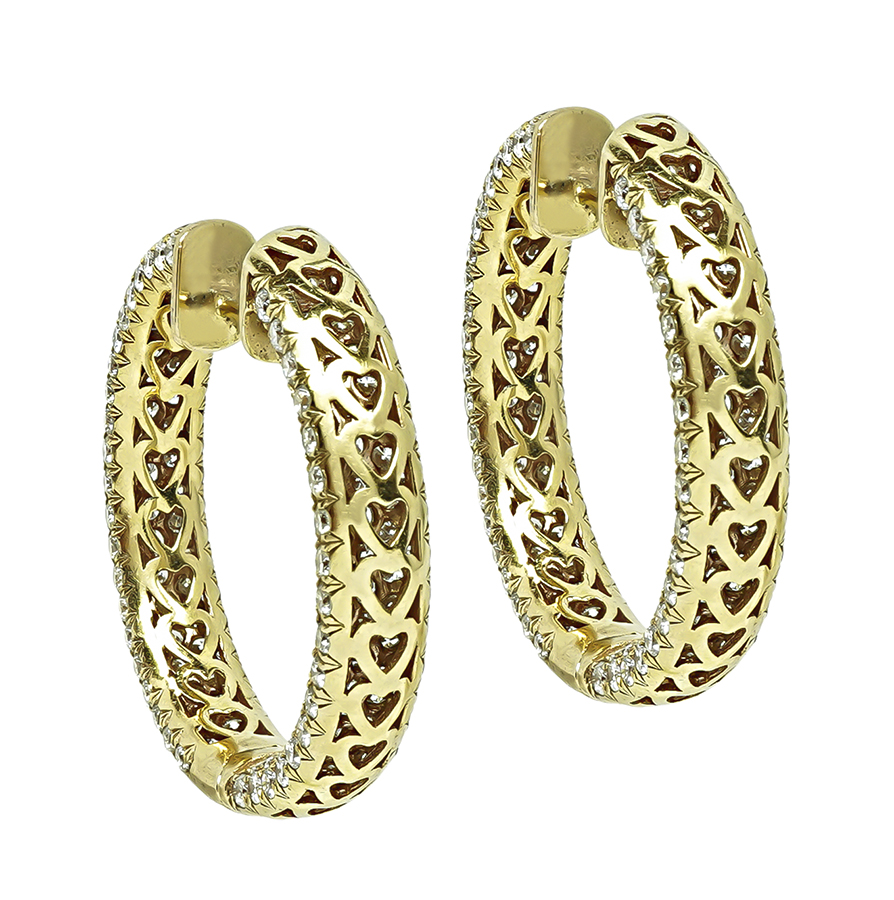 Estate 6.87ct Diamond Hoops Earrings