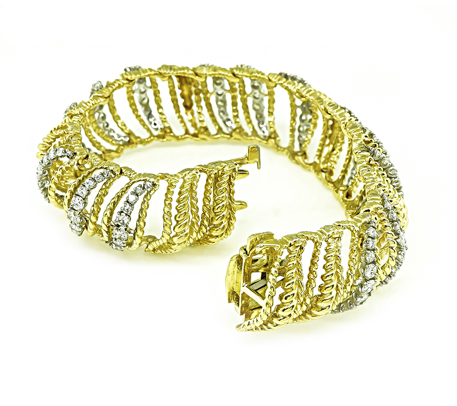 Estate 7.00ct Diamond Gold and Platinum Bracelet