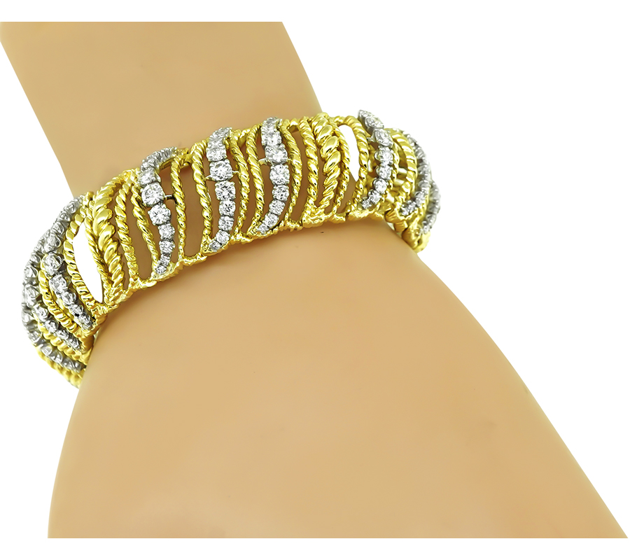 Estate 7.00ct Diamond Gold and Platinum Bracelet