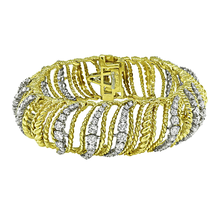 Estate 7.00ct Diamond Gold and Platinum Bracelet