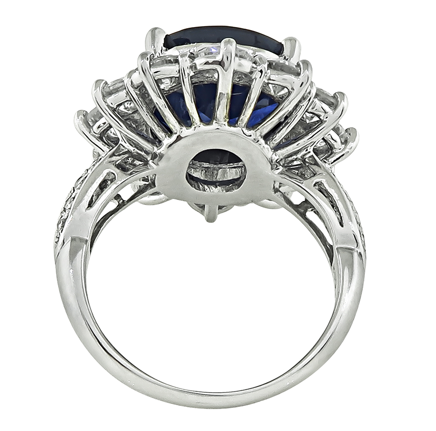 Estate 7.34ct Ceylon Sapphire 2.52ct Diamond Engagement Ring