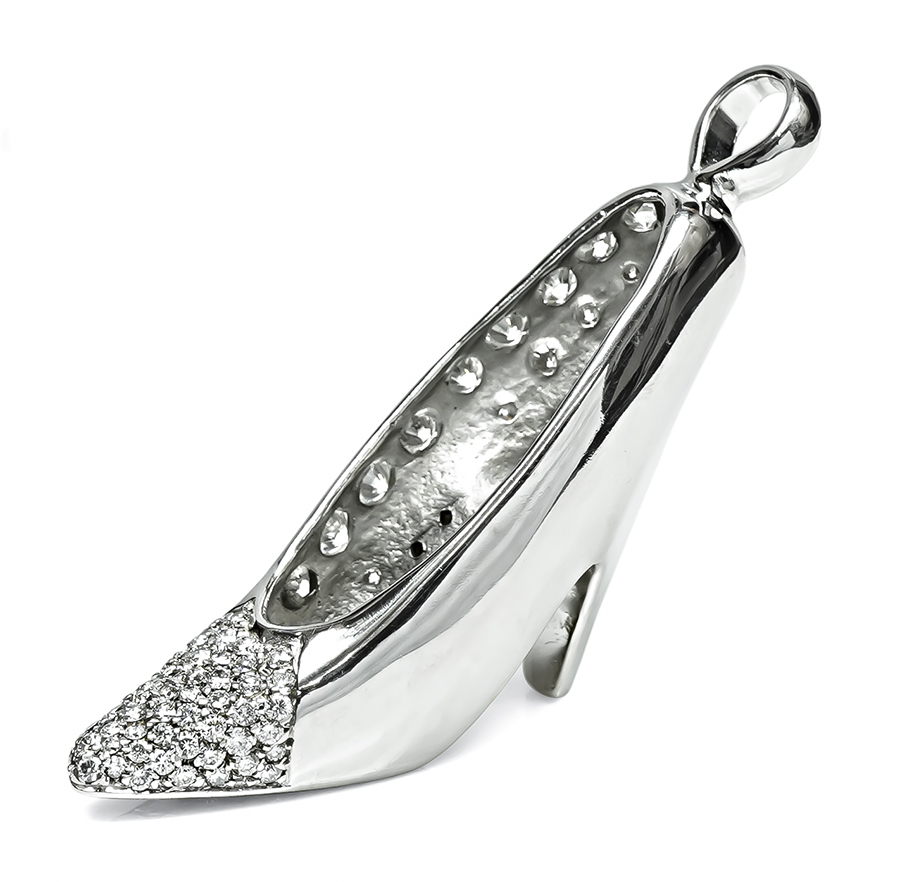 Estate 7.65ct White and Fancy Yellow Diamond Stiletto High Heel Pendant
