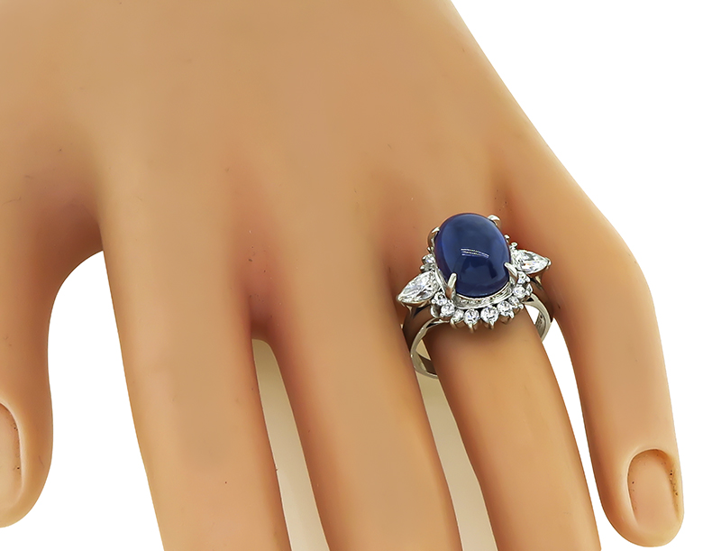 Estate 7.72ct Ceylon Sapphire 1.38ct Diamond Ring