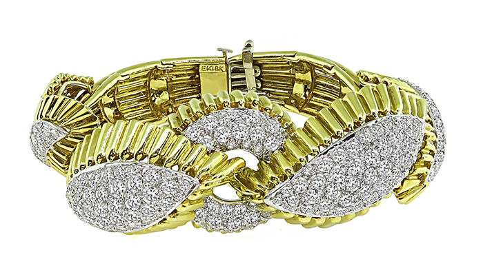 Estate 8.00ct Diamond Gold Platinum Bracelet