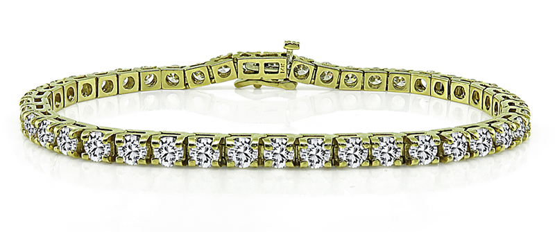 Estate 8.00ct Diamond Yellow Gold Tennis Bracelet
