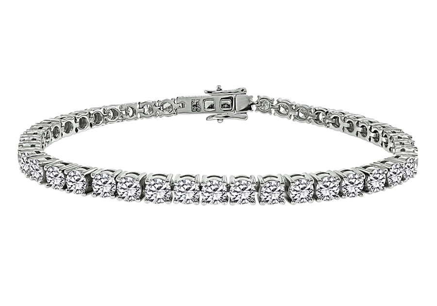 Estate 8.09ct Diamond Platinum Tennis Bracelet