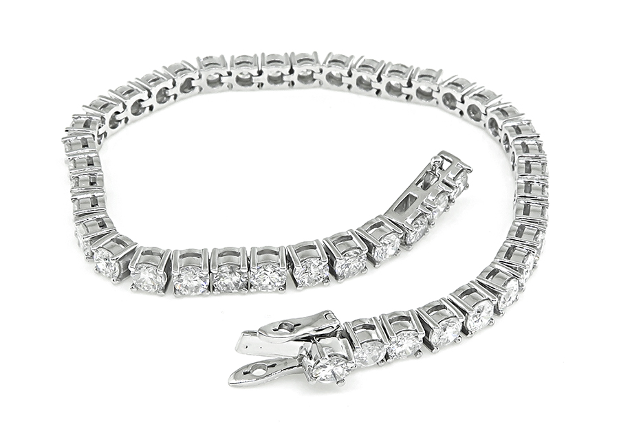 Estate 9.01ct Diamond Platinum Tennis Bracelet