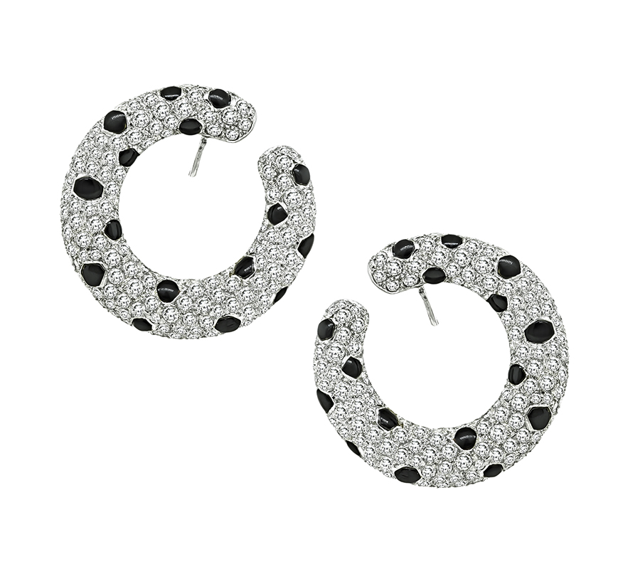 Estate 9.02ct Diamond Onyx Earrings