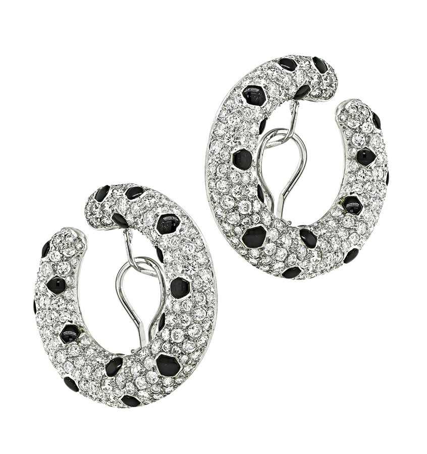 Estate 9.02ct Diamond Onyx Earrings