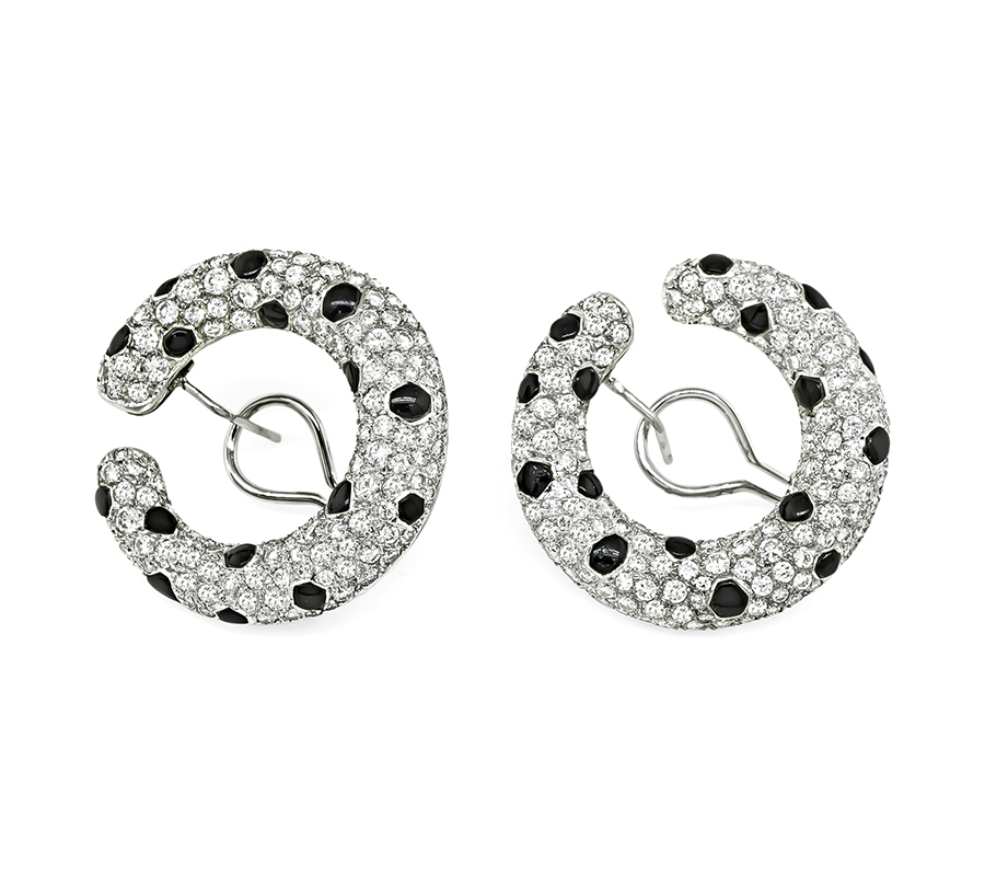 Estate 9.02ct Diamond Onyx Earrings