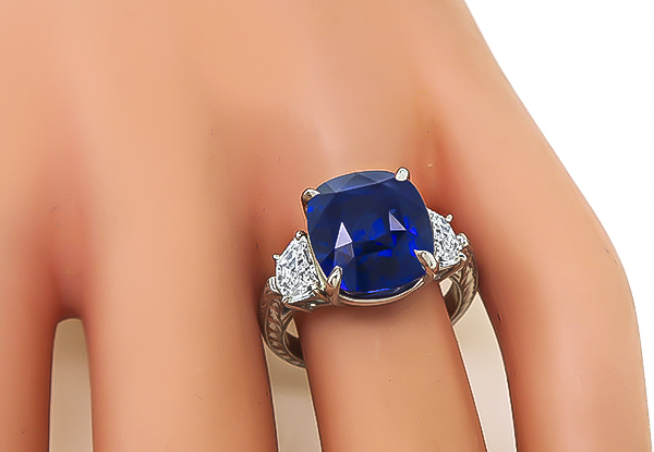 Estate 9.06ct Sapphire 1.00ct Diamond Engagement Ring