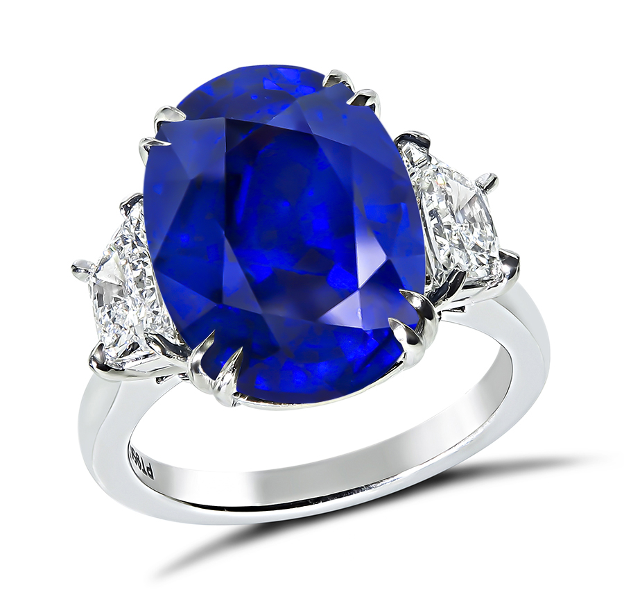 Estate 9.29ct Sapphire 1.20ct Diamond Engagement Ring